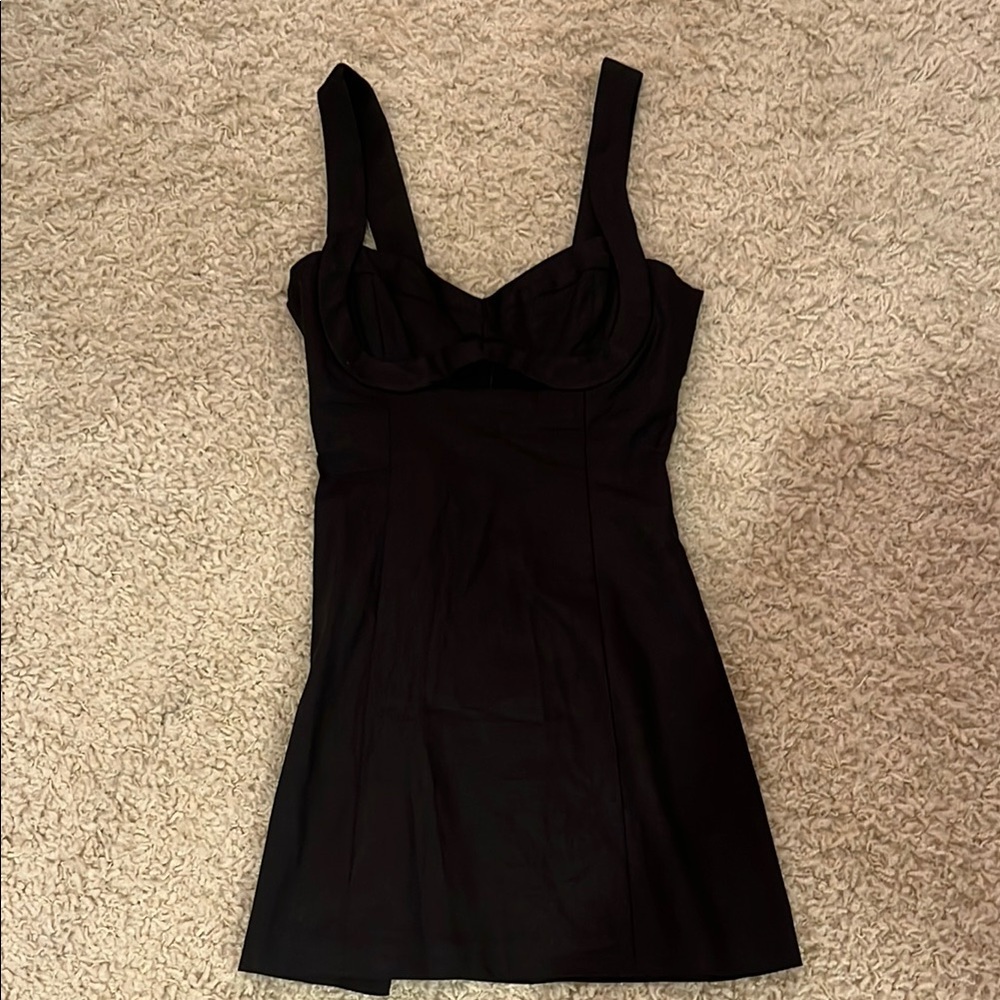Zara NWT Elegant Black Linen Dress